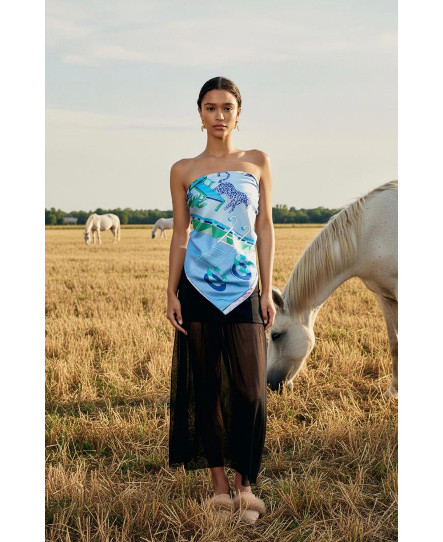 Женский шарф Jessie Zhao New York Double Sided Silk Scarf Jungle Party, цвет: Синий — фото 5