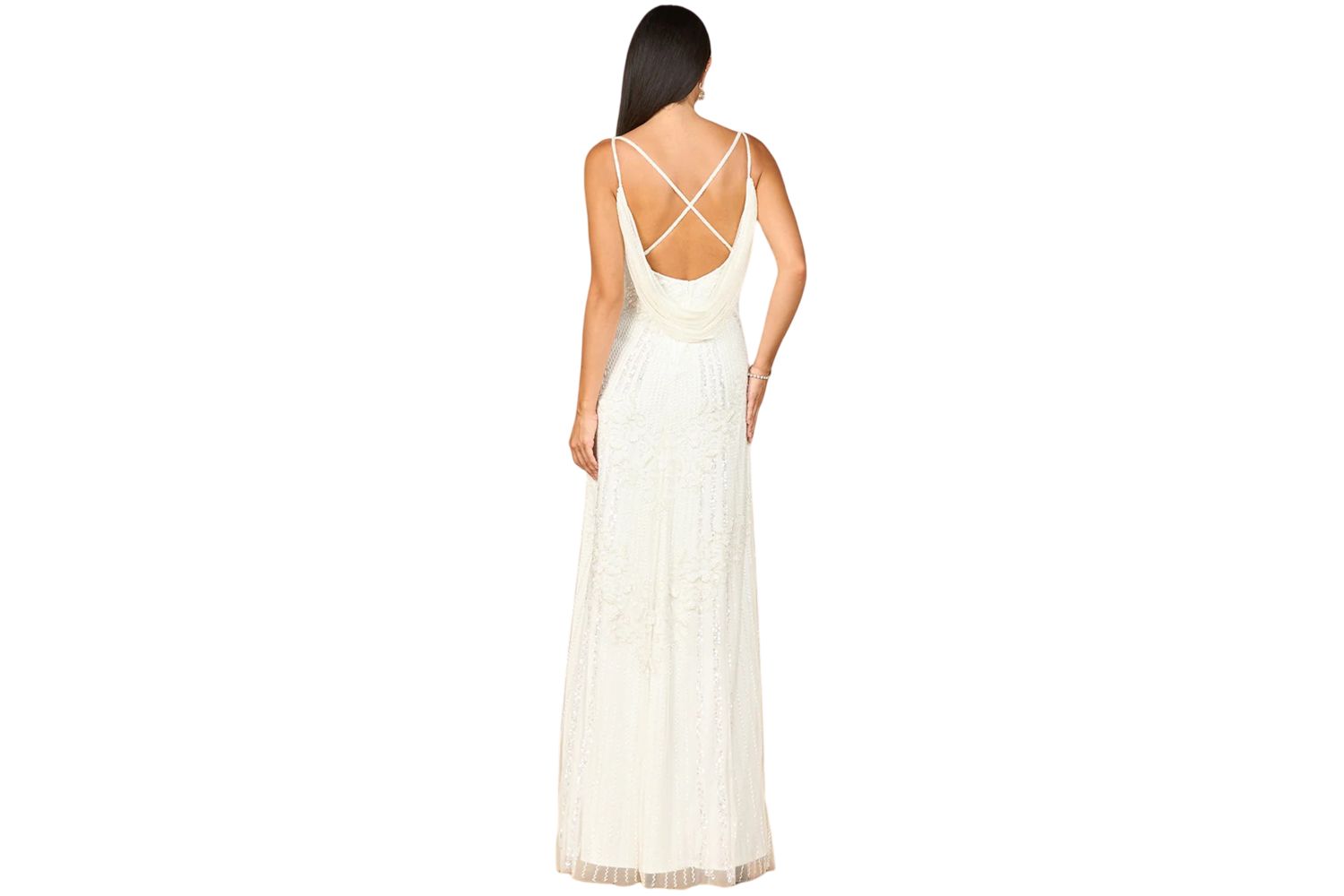 Women's Beaded Gown with Cowl Back
