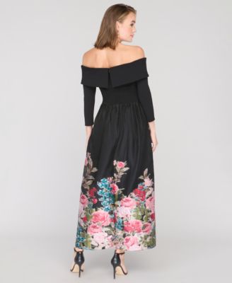Women's Margaret Mixed Media Off-The-Shoulder Gown