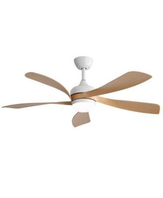 52-inch Minimalist White 5-Blade Flush Mount with Remote Control and Led Light