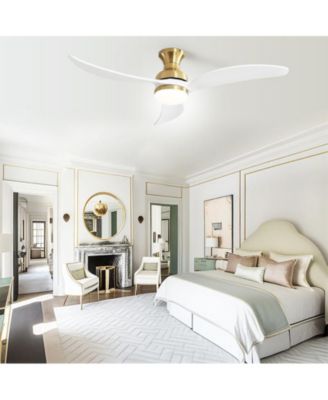 52-inch Modern Classic Golden 3-Blade Flush Mount with Intelligent Remote Control and Light