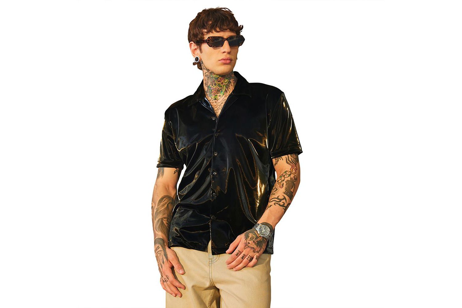 Men's Raven Black Patent Solid Shirt