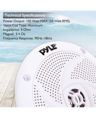 Waterproof Marine Speakers, Low-Profile Slim Style, 4.0'' -inch (100 Watt)