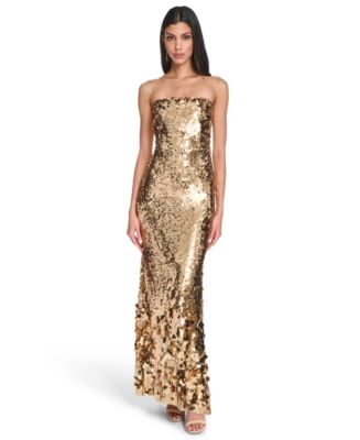 carolina herrera gold dress Carolina Herrera Sequined Strapless Gown Dress – Runway Catalog main image 0