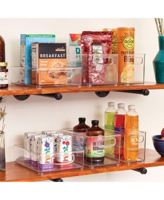Plastic Stackable Pantry Bins with Handles, 6 Pack, Clear, Made in USA