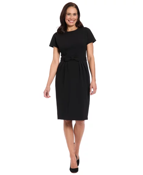 Petite Short-Sleeve Sheath Dress - Black
