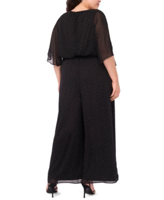 Plus Size Rhinestone Overlay Boat Neck Jumpsuit