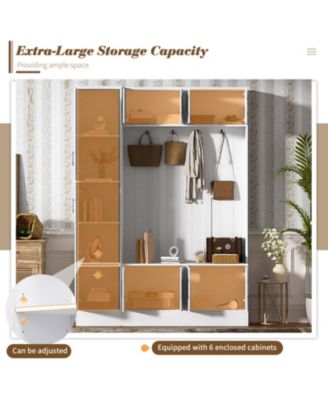 Modern Hall Tree with Shoe Storage, Bench, Hooks & Shelf