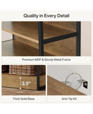 71" Tall Kitchen Pantry, 8-Tier Industrial Storage Etagere with Solid Back, Freestanding Pantry Organizer with Metal Frame