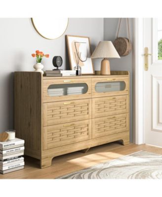 Wood Storage Cabinet with 6 Drawers