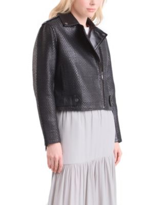Women's Claire Leather Woven Biker Jacket
