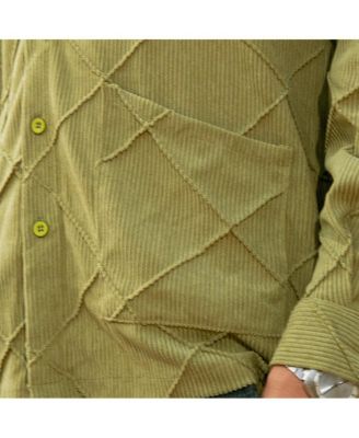 Men's Pistachio Green Grid-Corduroy Shirt