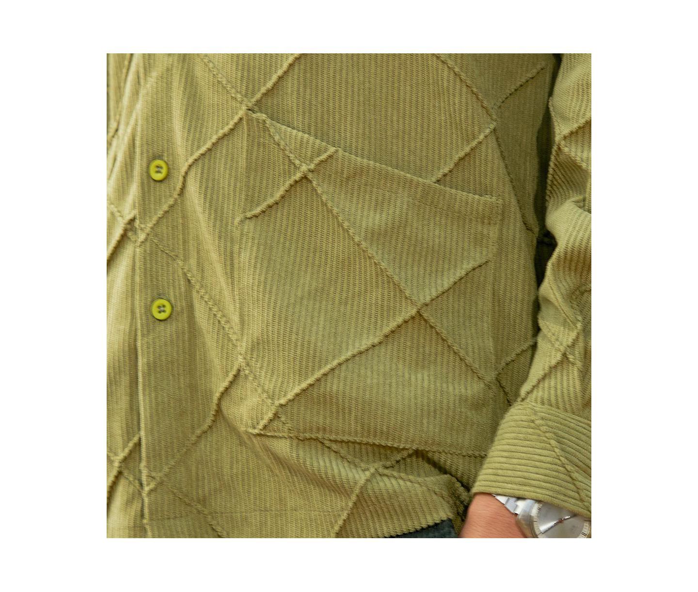 Мужская рубашка Cahoot Campus Sutra Pistachio Green Grid-Corduroy, цвет: Зелёный — фото 7