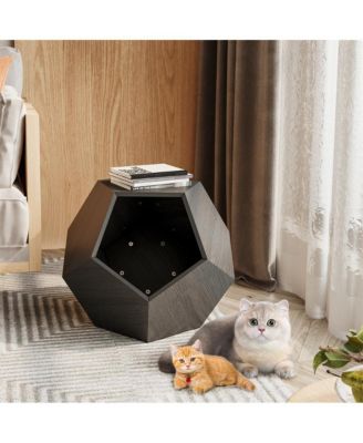 25.98 in W. Black and Brown Modern Pet Furniture Cat Carrier Sofa Side Table