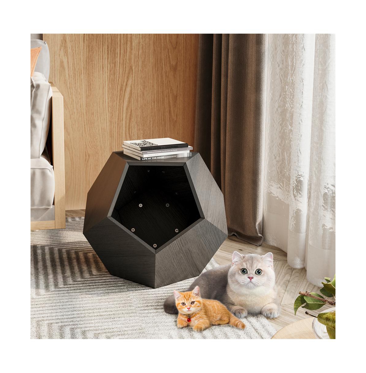 Aostirmotor 25.98 in W. Black and Brown Modern Pet Furniture Cat Carrier Sofa Side Table