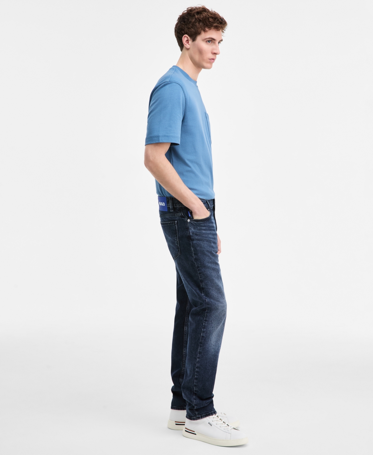 Hugo Boss Men's Ash Faded & Whiskered 5-Pocket Jeans
