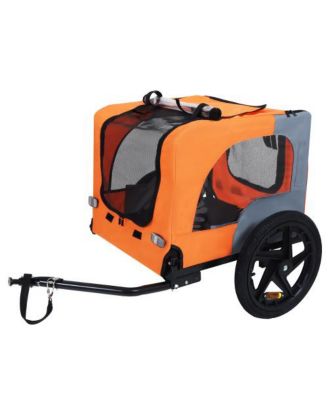 Orange Outdoor Heavy Duty Collapsible Pet Bike Trailer with Universal Hitch Foldable Dog Cargo Carrier Cart for Bicycles