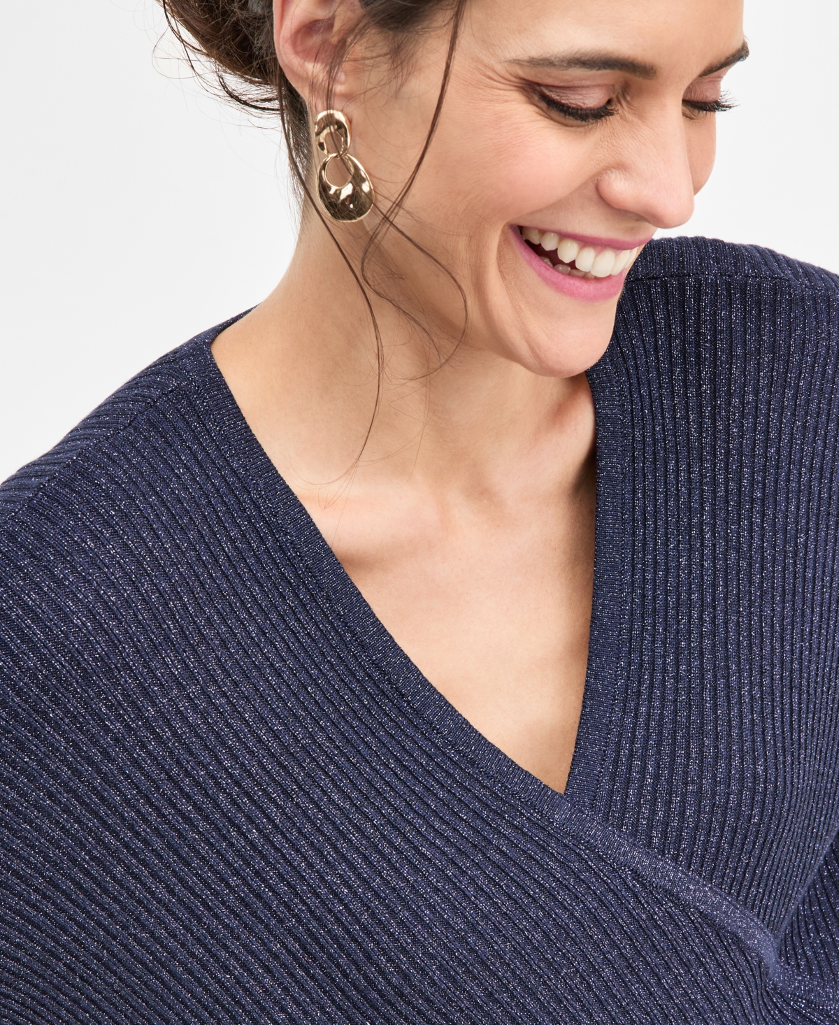 Jm Collection Women's Faux-Wrap Short-Sleeve Sweater, Macy's Exclusive