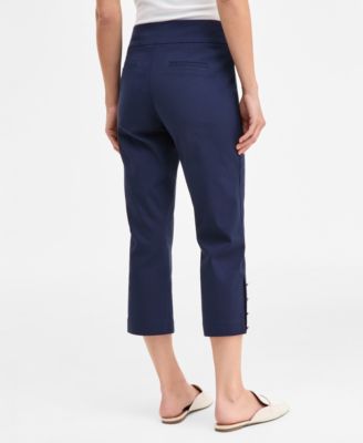 Women's Side-Button Pull-On Capri Pants