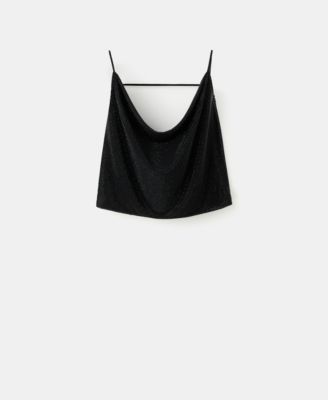 Women's Draped Crystal Neckline Top