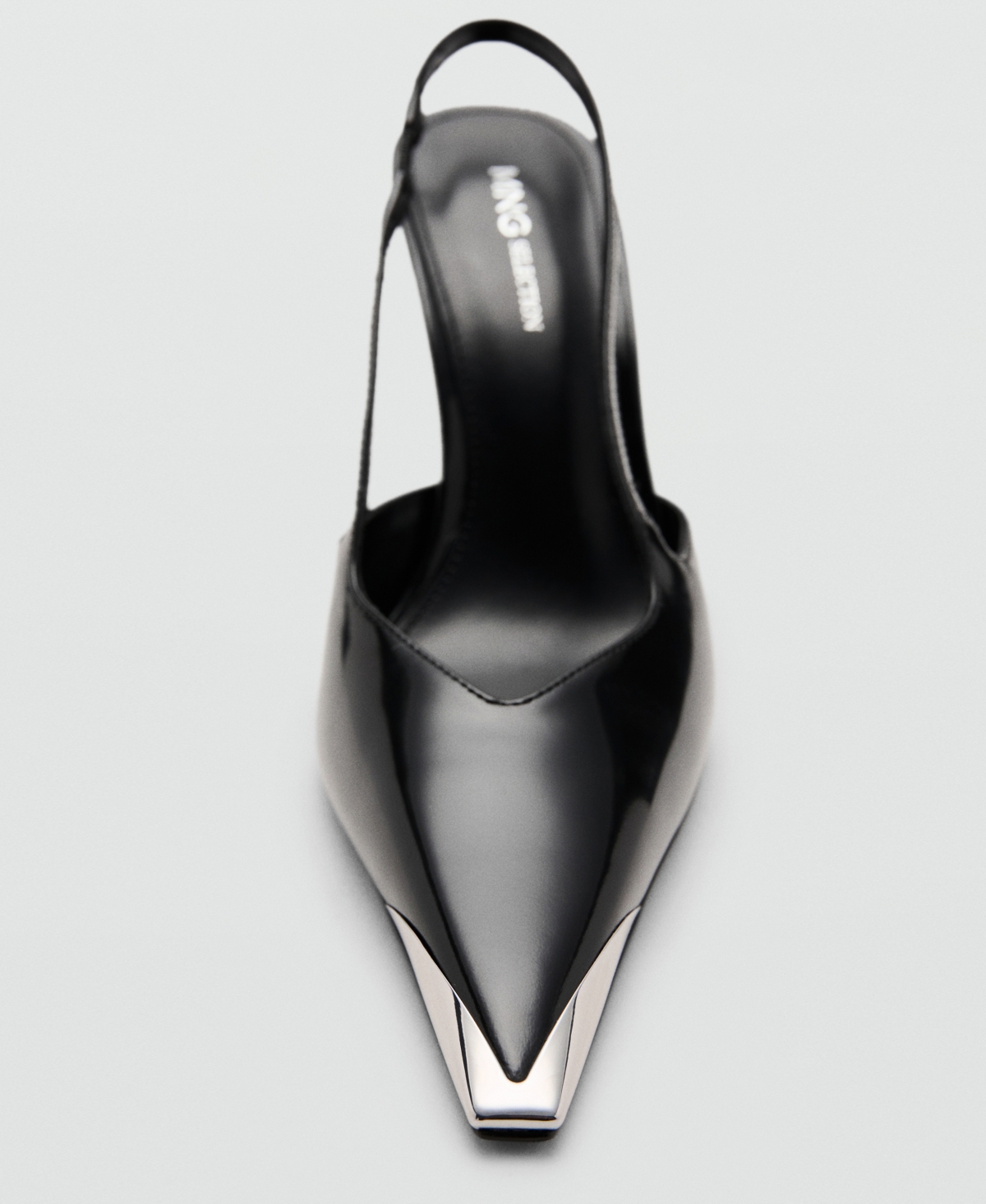 Mango Women's Metallic Toe Cap Leather Heeled Shoes