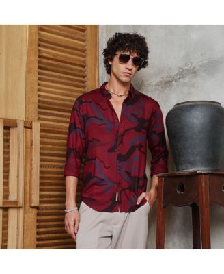 Men's Crimson Red Flowing Vines Shirt