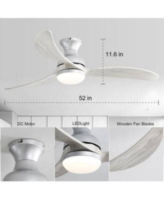 52-inch Modern Classic Silver 3-Blade Flush Mount with Intelligent Remote Control and Light