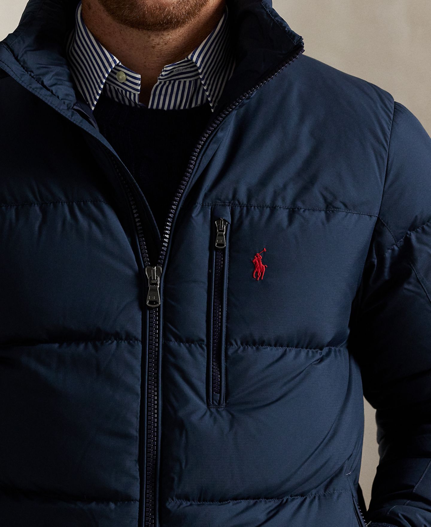 Мужская куртка Polo Ralph Lauren Big & Tall Gorham Down Jacket, цвет: Тёмно-синий — фото 4