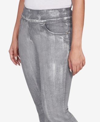 Petite Metallic Painted Pull On Jeans