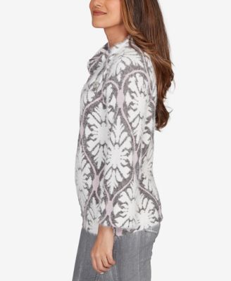 Petite Medallion Jacquard Sweater Knit Top