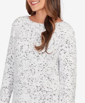 Petite Speckled Chenille Eyelash Boat Neck Sweater