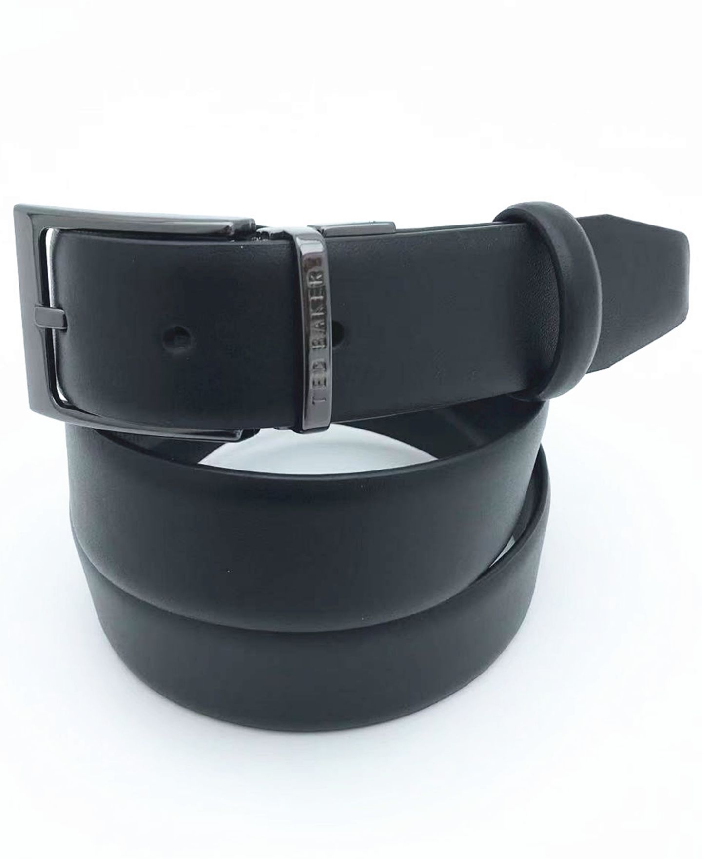 Мужской ремень Ted Baker Reversible Double Loop Leather Belt, цвет: Чёрный — фото 2