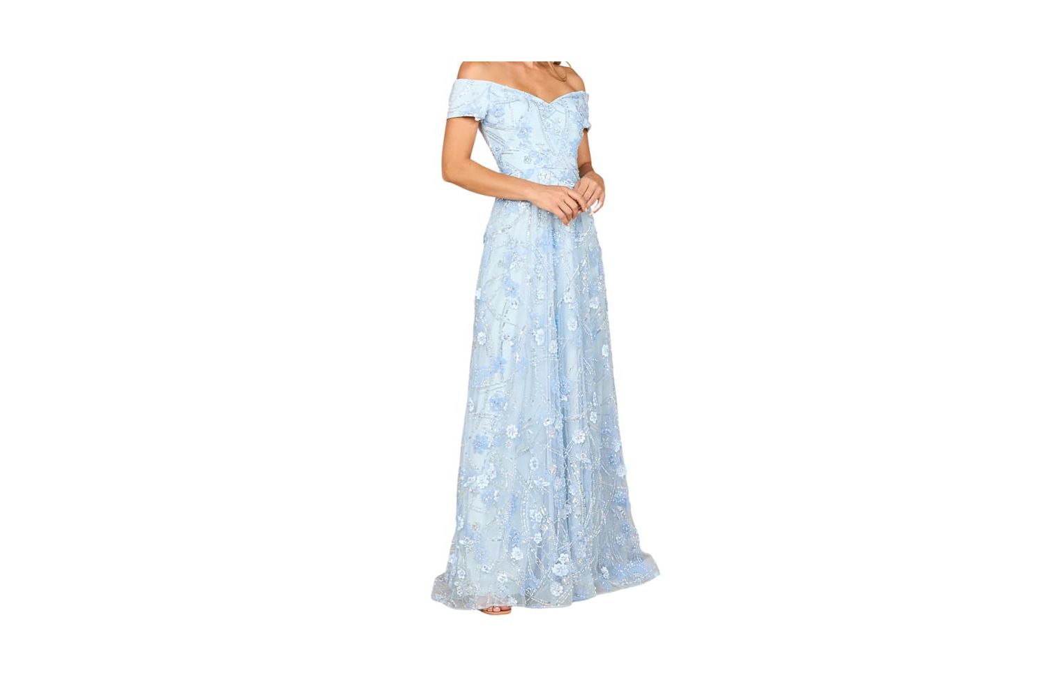 Women's Off Shoulder A-Line Floral Gown