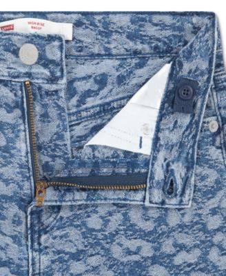 Girls' 7-16 Leopard Print High Rise Baggy Jeans