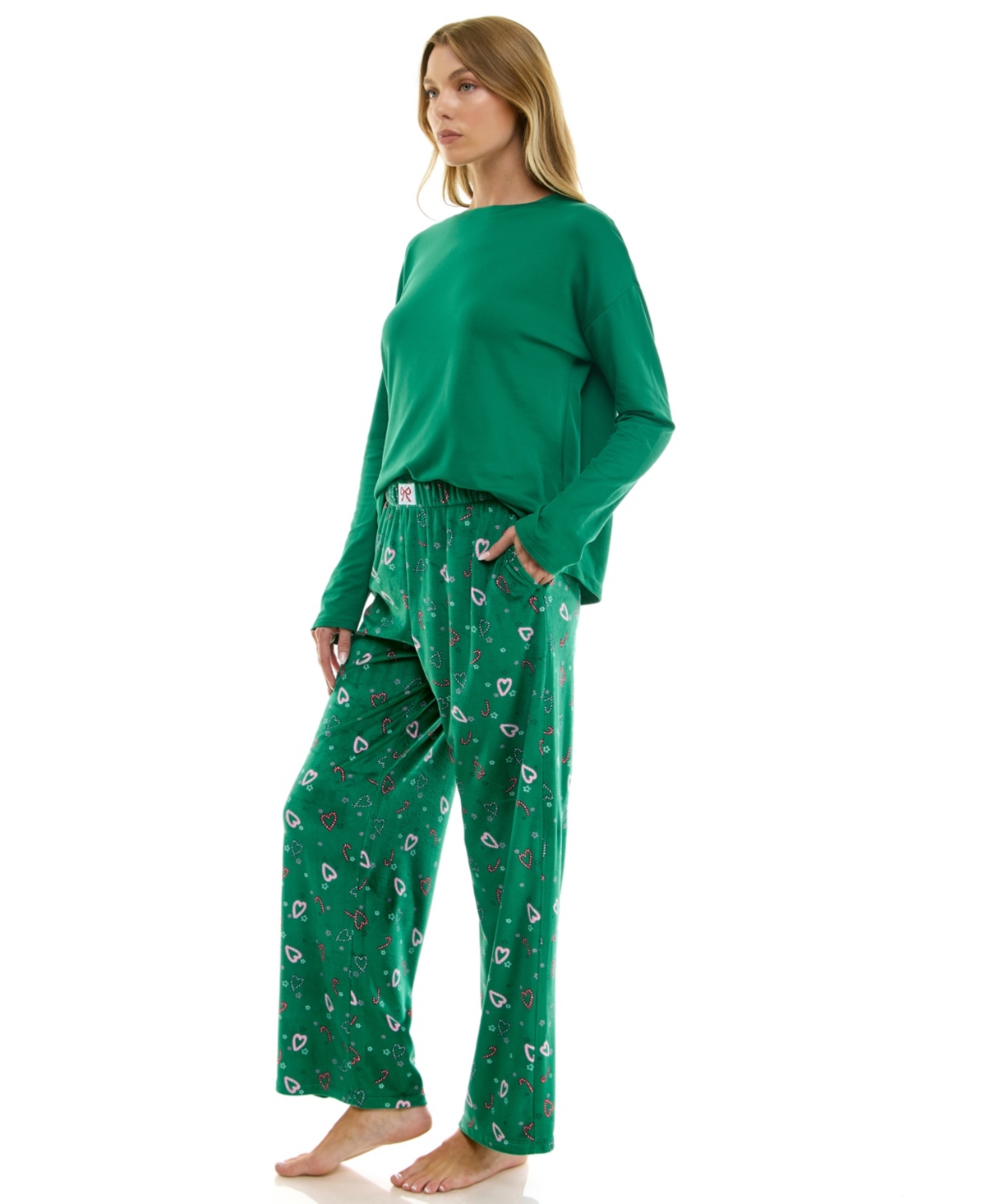 Roudelain Women's Printed Open Leg Velour Pants In Green
