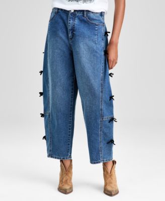 Women's Bow-Detail Barrel-Leg Jeans, Macy's Exclusive