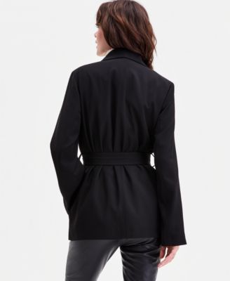 Women's Short Belted Crepe Trench Coat