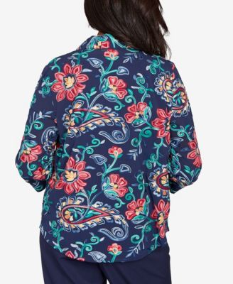 Women's Saratoga Springs Paisley Floral Two in One Top with Necklace
