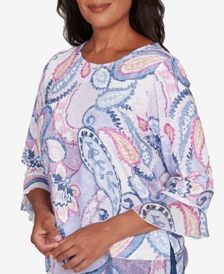 Women's Hilton Head Paisley Print Layered Hem Knit Top