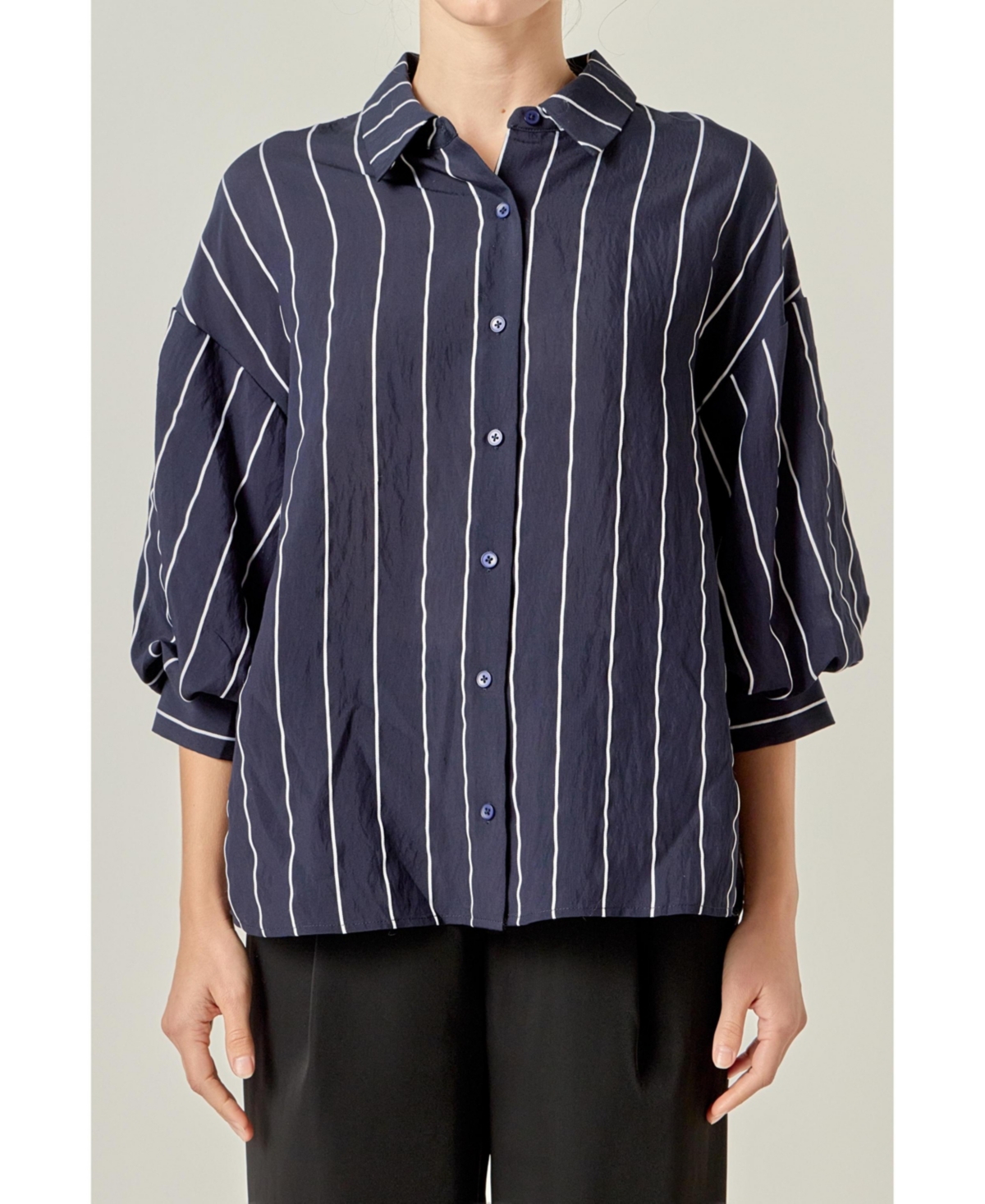 English Factory Petite Stripe Ballon sleeve shirt