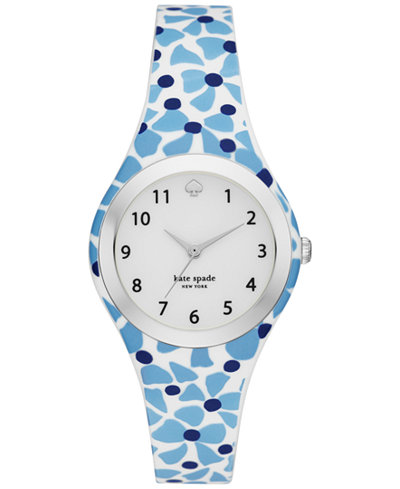 kate spade new york Women's Rumsey White, Blue and Navy Silicone Strap Watch 30mm KSW1087