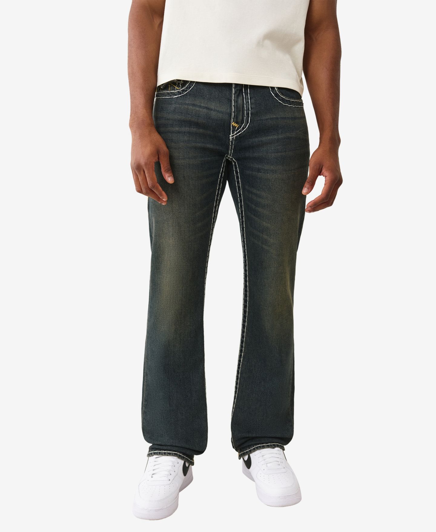 Мужские джинсы True Religion Ricky Super T-stitching, цвет: Тёмная варка — фото 3