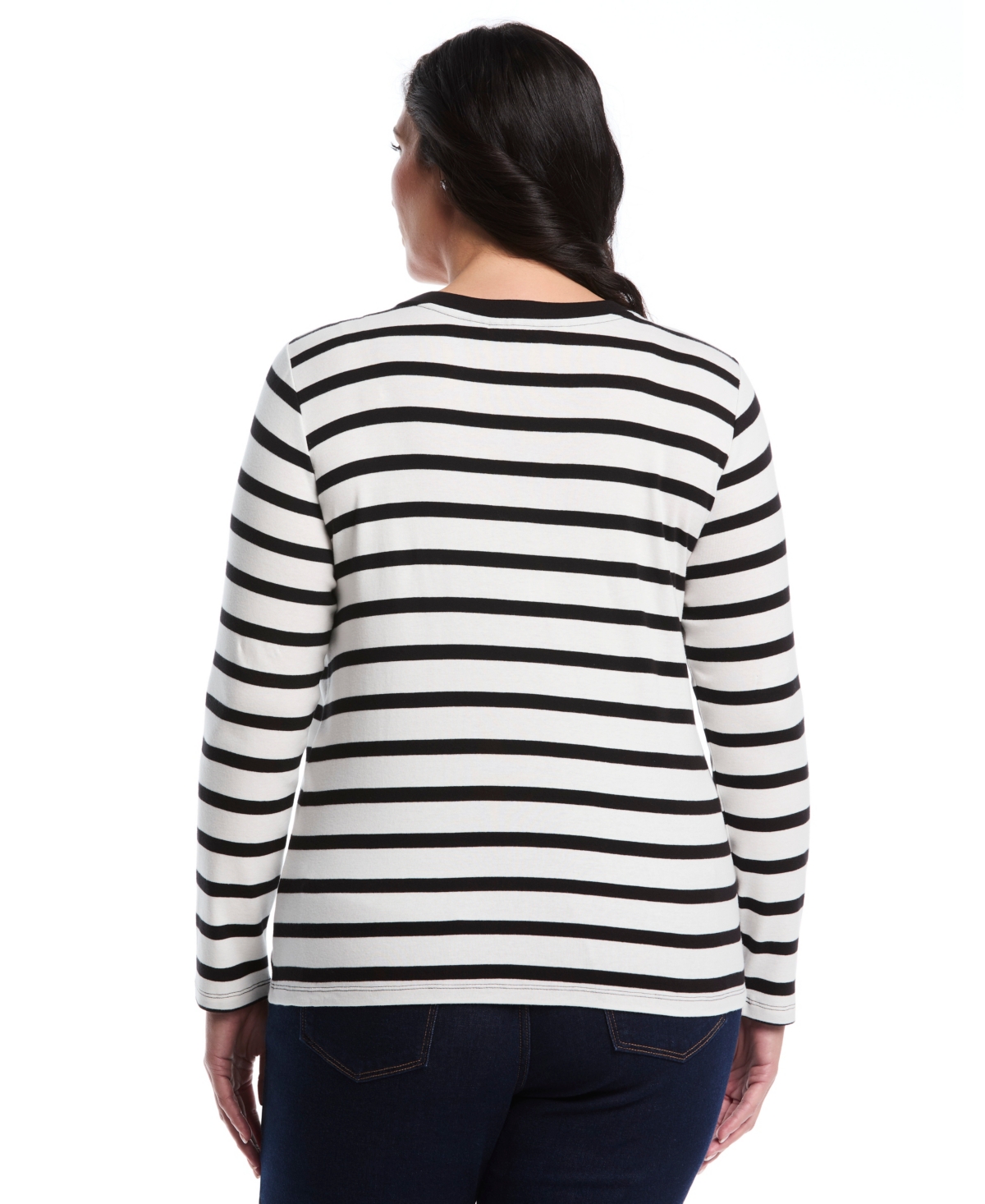 Rafaella Plus Size Long Sleeve Top In White