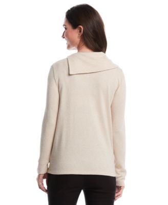 Petite Split Collar Long Sleeve Top
