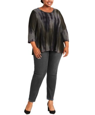 Plus Size Tie Dye Cozy Button Back Top