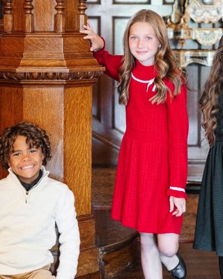 Baby Girls' Organic Mock Neck Ruffle Cuff Cable Sweater Dress