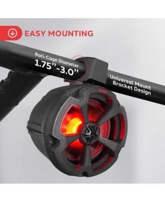 6.5'' Water-Resistant Marine / Off-Road BT Speakers, 1200 Watt Amplified Vehicle System with RGB Lights & Remote Control