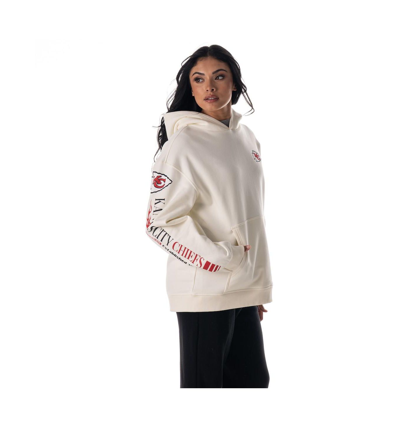 Женское худи The Wild Collective Cream Kansas City Chiefs Stacked Graphic Sleeve Fleece — фото 2