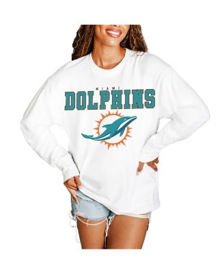 Women's White Miami Dolphins Big Goals Oversized Long Sleeve T-Shirt