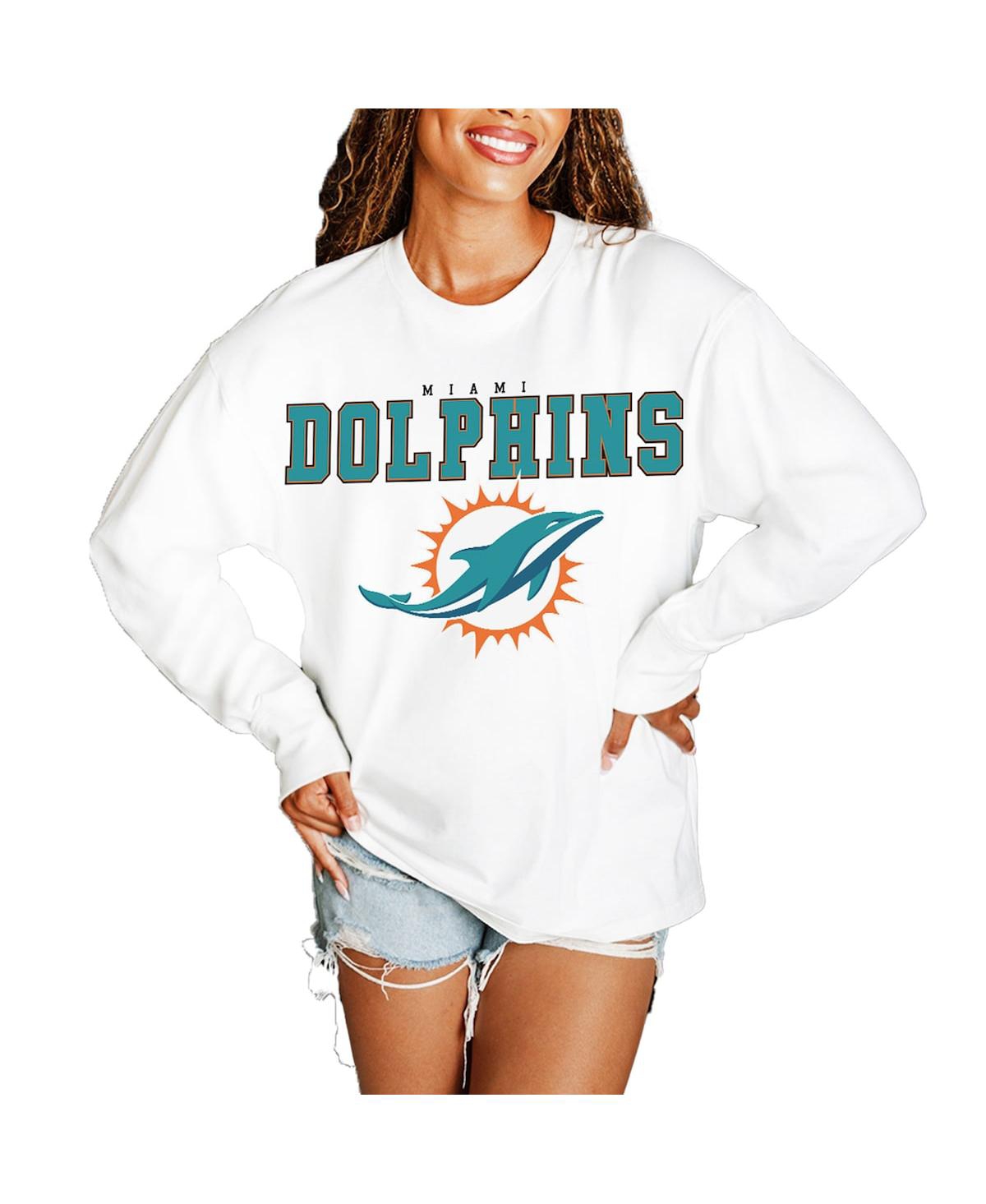 Gameday Couture Women's White Miami Dolphins Big Goals Oversized Long Sleeve T-Shirt - White